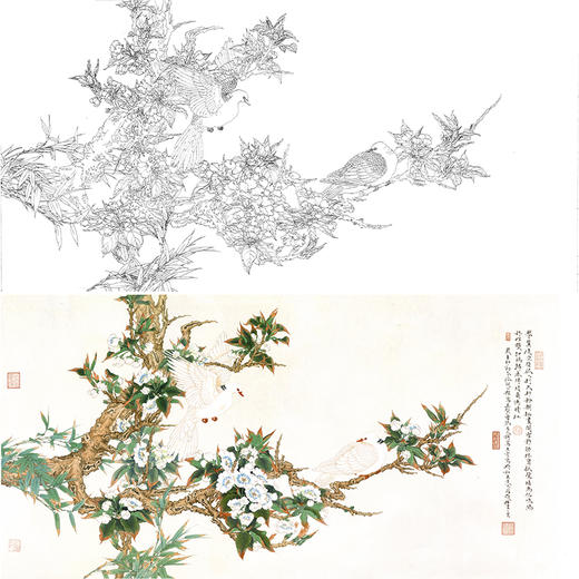 横幅工笔花鸟白描底稿-任重-XV08 商品图0