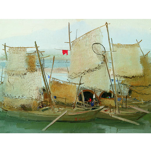 吴冠中|《富春江打渔船》——综合版（油画） 商品图1
