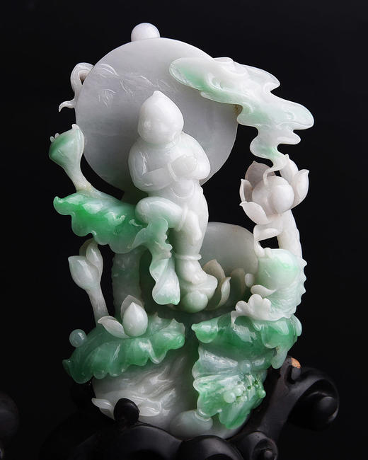 【和美】淡紫飘绿童子拜观音（带底座）-BJ509039 商品图2