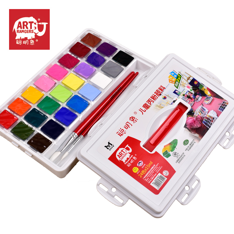 聪明象24色果冻瓶丙粉颜料套装