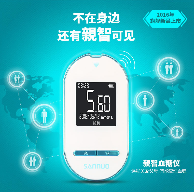 三诺亲智测血糖仪 家用血糖测试仪 免调码 无线传输