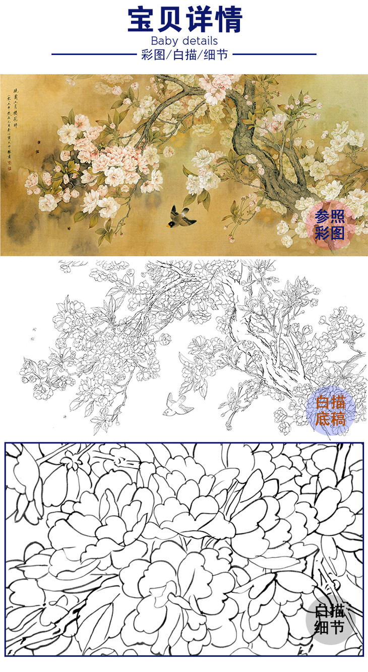 白描底稿-周中耀樱花-晓园三月樱花醉fv10