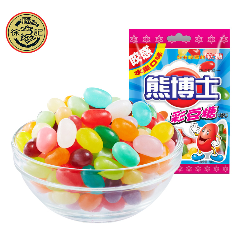 徐福记-熊博士橡皮糖60g 果汁软糖多彩儿童果味糖果休闲零食qq糖