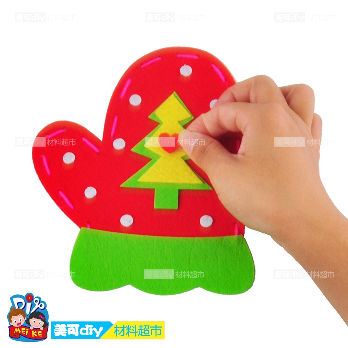 圣诞节手套 装饰品节日手工diy材料幼儿园手工材料儿童