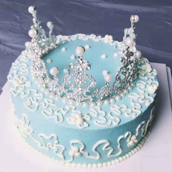 baby同款 生日蛋糕皇冠装饰 生日皇冠 白亮珍珠王冠配饰 蛋糕装饰