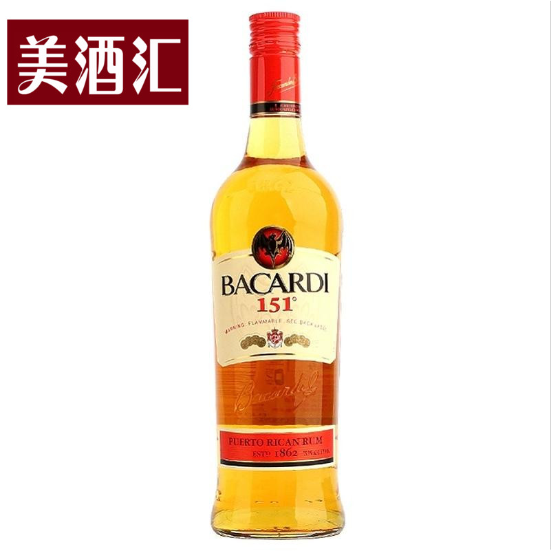 美酒汇 百加得151朗姆酒 正品洋酒 原装进口 朗姆酒1升装 包邮