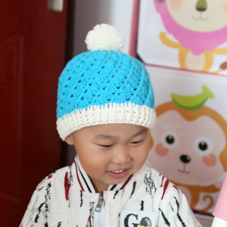 菠萝花圣诞帽手工钩织宝宝毛线帽子斜纹花宝宝