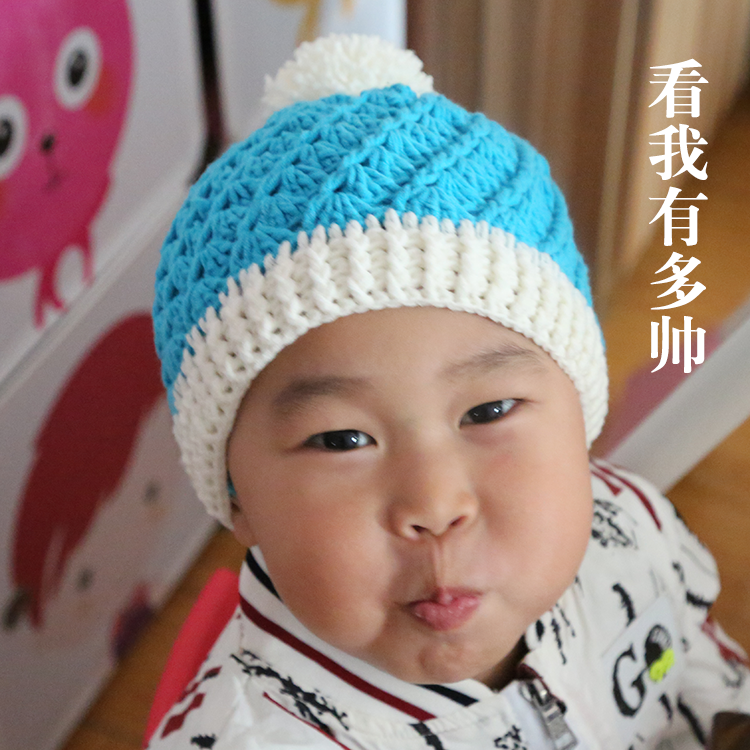 菠萝花圣诞帽手工钩织宝宝毛线帽子斜纹花宝宝