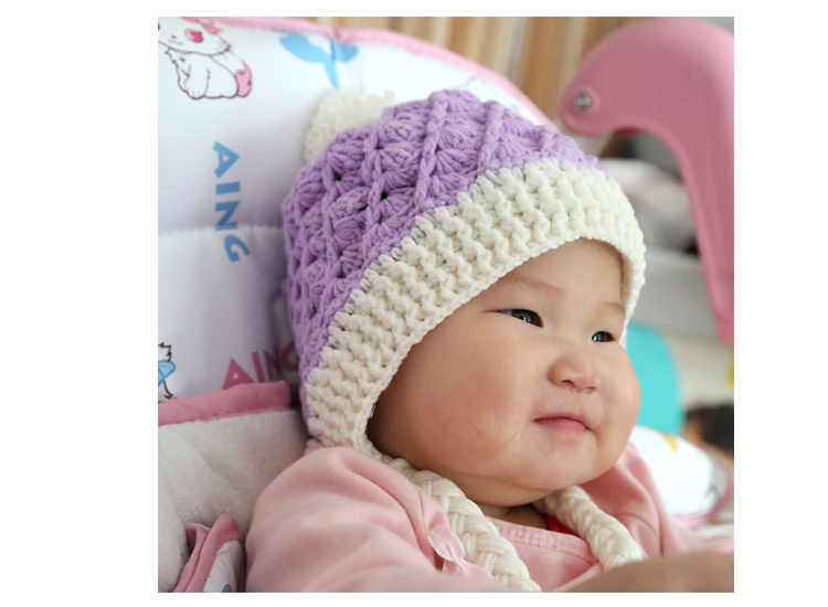 菠萝花圣诞帽手工钩织宝宝毛线帽子斜纹花宝宝