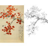 竖幅工笔花鸟白描底稿-俞致贞红叶-HV08 商品缩略图0