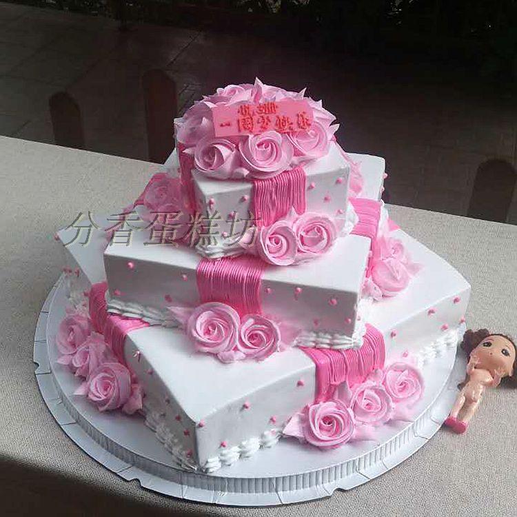 儿童满月蛋糕周岁蛋糕 多层蛋糕公主版 昆明生日蛋糕同城配送