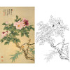 竖幅工笔花鸟白描底稿-牡丹-俞致贞《国色天香》-多种白描尺寸可选-JV01 商品缩略图0