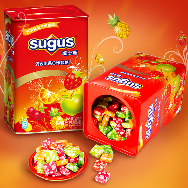 瑞士糖 sugus混合水果口味550g年货礼物喜糖果礼盒水果软糖