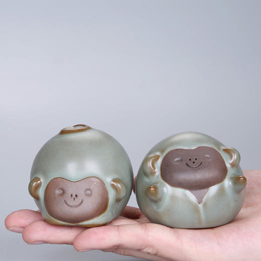 一对汝窑猴茶宠 商品图1