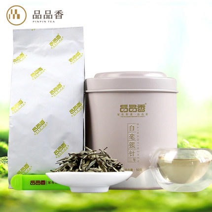 品品香老白茶 福鼎白茶三年陈韵白毫银针 简装版实惠装50克 商品图0