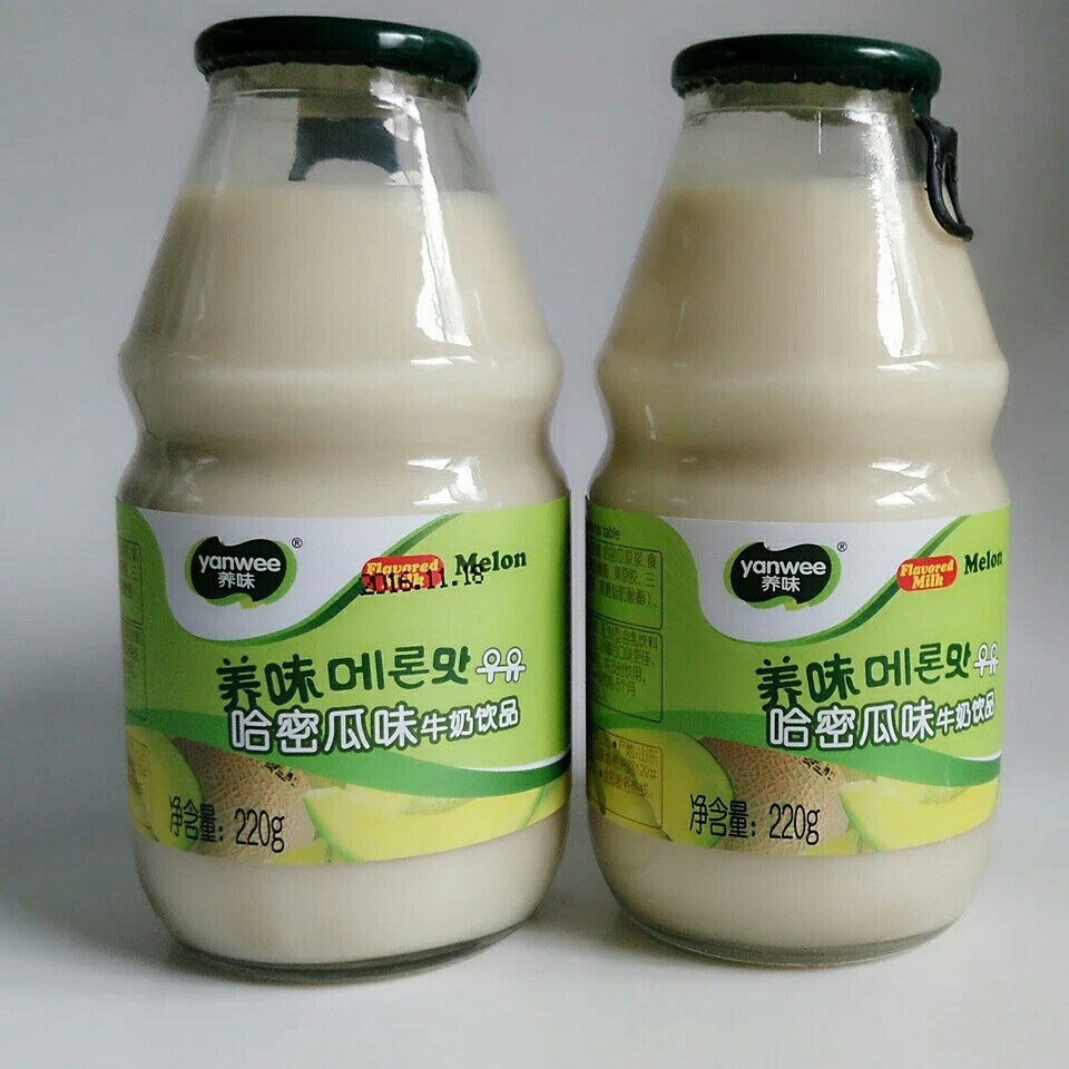包邮 养味 哈密瓜味牛奶饮品 玻璃瓶装220g*6瓶 发酵