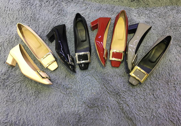 roger vivier rv罗杰维维亚奢华真皮中跟单鞋