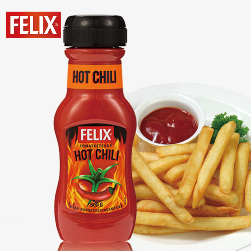 瑞典进口菲力斯辣味番茄酱 500ml felix hot chili ketchup