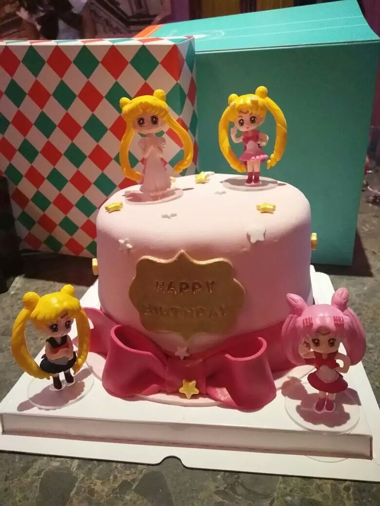 美少女战士 儿童生日蛋糕装饰摆件公仔玩偶4个装 带底座