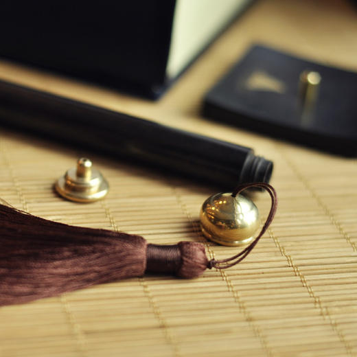 紫光檀无界镶铜香插三件套 商品图2