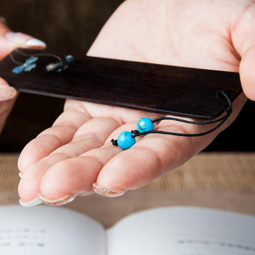 紫光檀幸运嵌螺钿两片装书签 商品图2