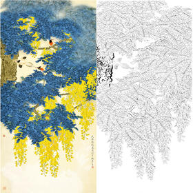 竖幅工笔花鸟白描底稿-周彦生-《羊城春雨》-多种白描尺寸可选-QN22