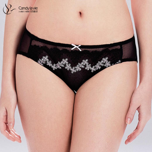 陌上花开配套刺绣内裤  暖肤、墨黑 低腰女三角裤 奶糖派Candy La VIE204A007 商品图1