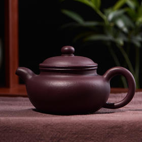 紫砂-宜兴顾爱华半手工紫茄泥大仿古190cc