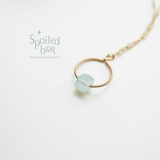 SpoiledBart Jewelry进口14K注金 天然蓝玉髓 橄榄石 项链 商品图0