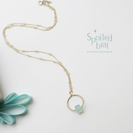 SpoiledBart Jewelry进口14K注金 天然蓝玉髓 橄榄石 项链 商品图1