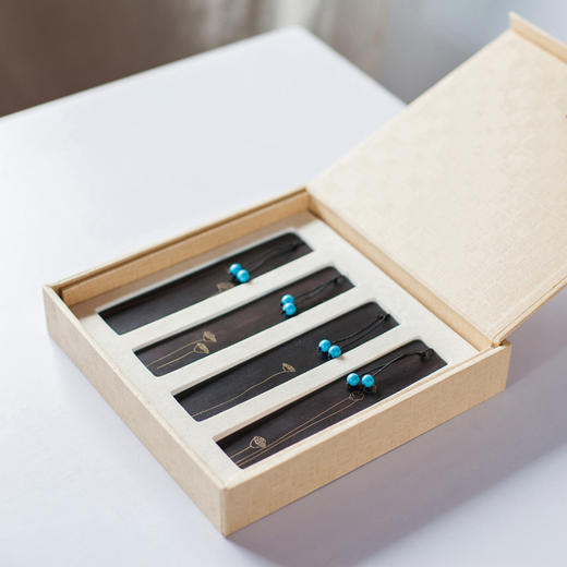 紫光檀莲蓬书签四件套 商品图1
