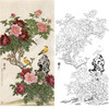 竖幅工笔花鸟白描底稿-牡丹-金鸿钧《国色》-多种白描尺寸可选-JR08 商品缩略图0