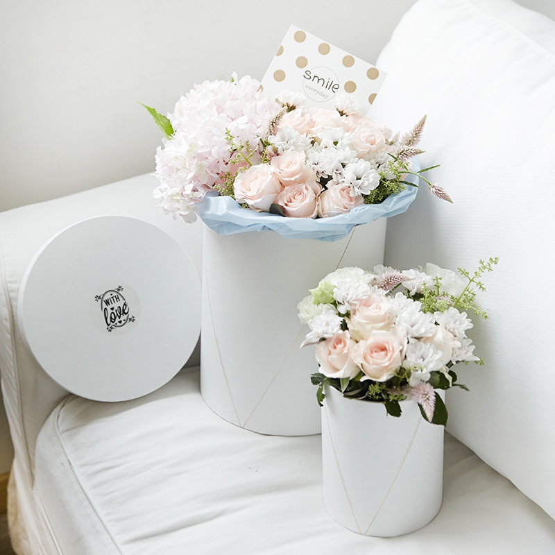圆形花盒 鲜花花束包装礼盒 精品花器 防水