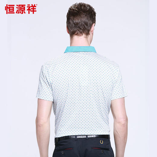 恒源祥男士夏季新款翻领格子短袖T恤 01152031 商品图5