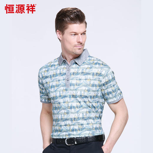 恒源祥男士夏季新款翻领商务短袖T恤 01157006 商品图5