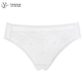 奶糖派初遇纯净白配套刺绣内裤 清爽速干三角内裤