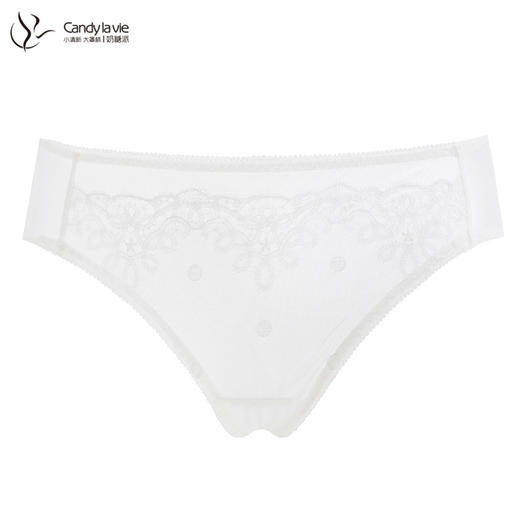 奶糖派初遇纯净白配套刺绣内裤 清爽速干三角内裤 商品图0