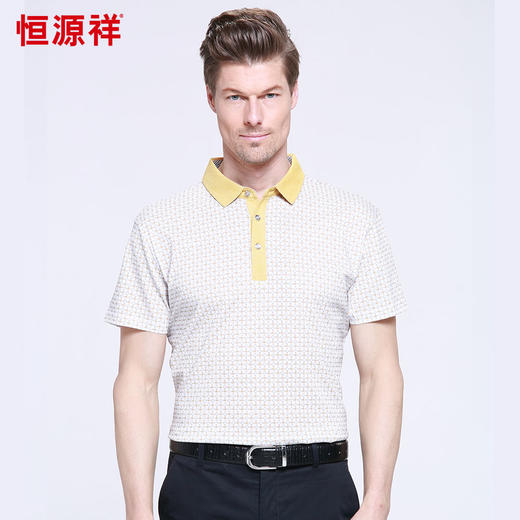 恒源祥男士夏季新款翻领格子短袖T恤 01152031 商品图2