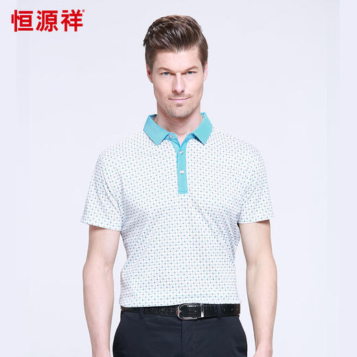 恒源祥男士夏季新款翻领格子短袖T恤 01152031 商品图4