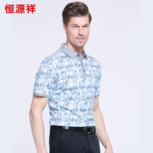 恒源祥男士夏季新款翻领商务短袖T恤 01157006 商品图2
