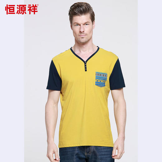 恒源祥男士夏季新款休闲V领短袖T恤 01153001 商品图4