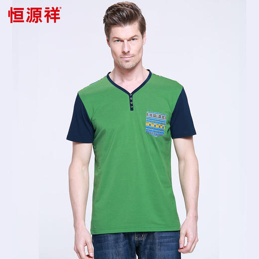 恒源祥男士夏季新款休闲V领短袖T恤 01153001 商品图2