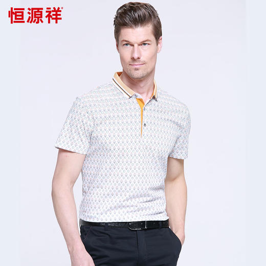 恒源祥男士夏新款商务翻领T恤 01155021 商品图5