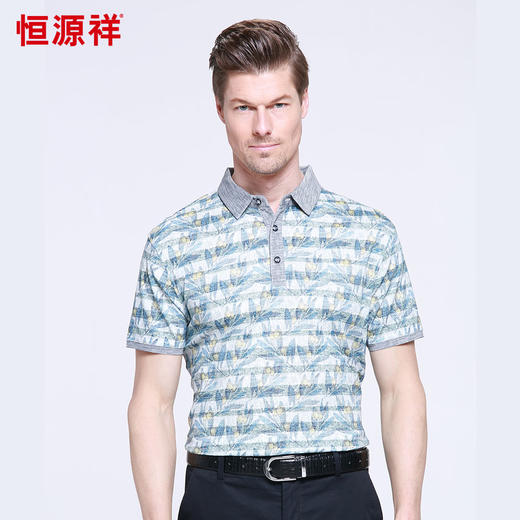 恒源祥男士夏季新款翻领商务短袖T恤 01157006 商品图3