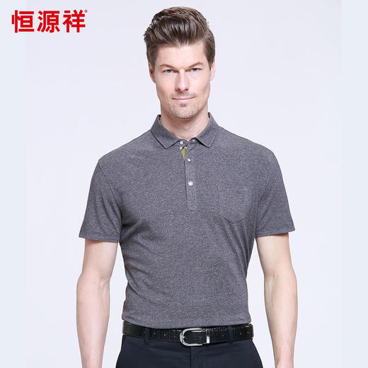 恒源祥男士夏季新款翻领商务短袖T恤 01155018 商品图0