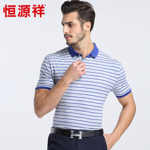 恒源祥男士夏季新款翻领商务短袖T恤 01166011 商品图4
