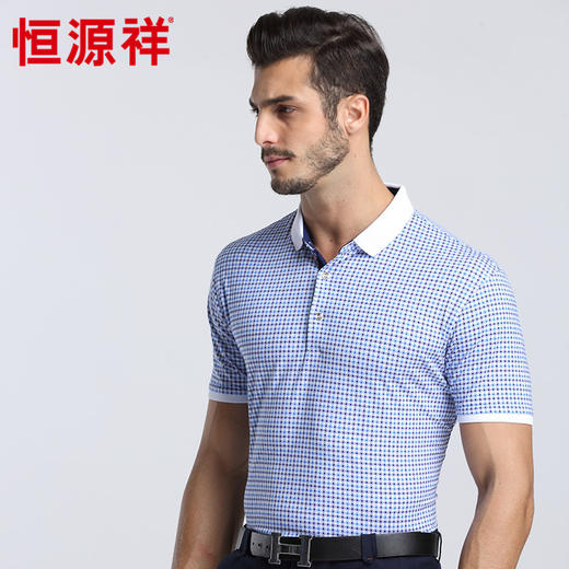 恒源祥男士夏季新款翻领商务短袖T恤 01167009 商品图1