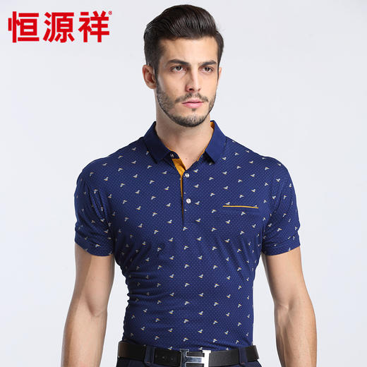 恒源祥男士夏季新款翻领商务短袖T恤 01167002 商品图3