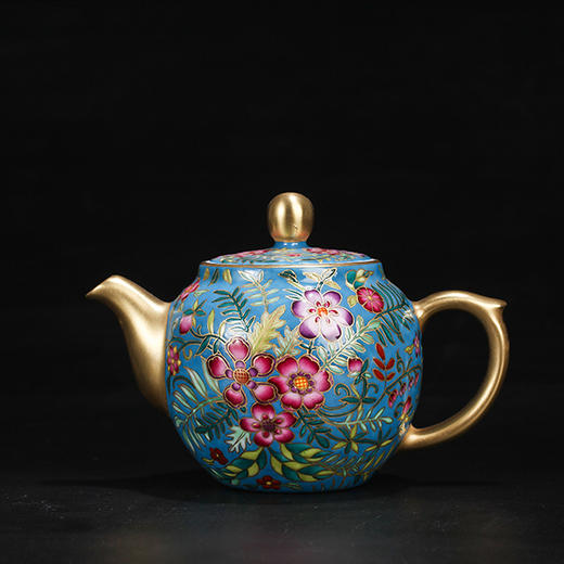 宝瓷林蓝地珐琅彩一壶两杯 商品图1