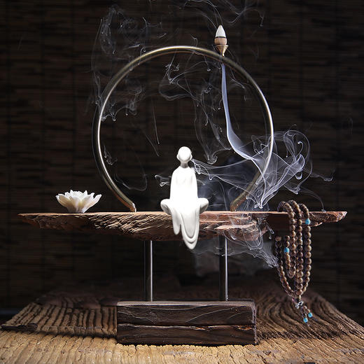 【优美】创意家居檀香风化木禅意根雕倒流香炉 商品图1